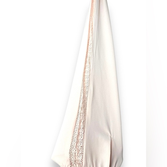 Ann Taylor LOFT Pink Sheer V-Neck Lace Trim Long Sleeve Top | Women’s Size XXL - Picture 3 of 8